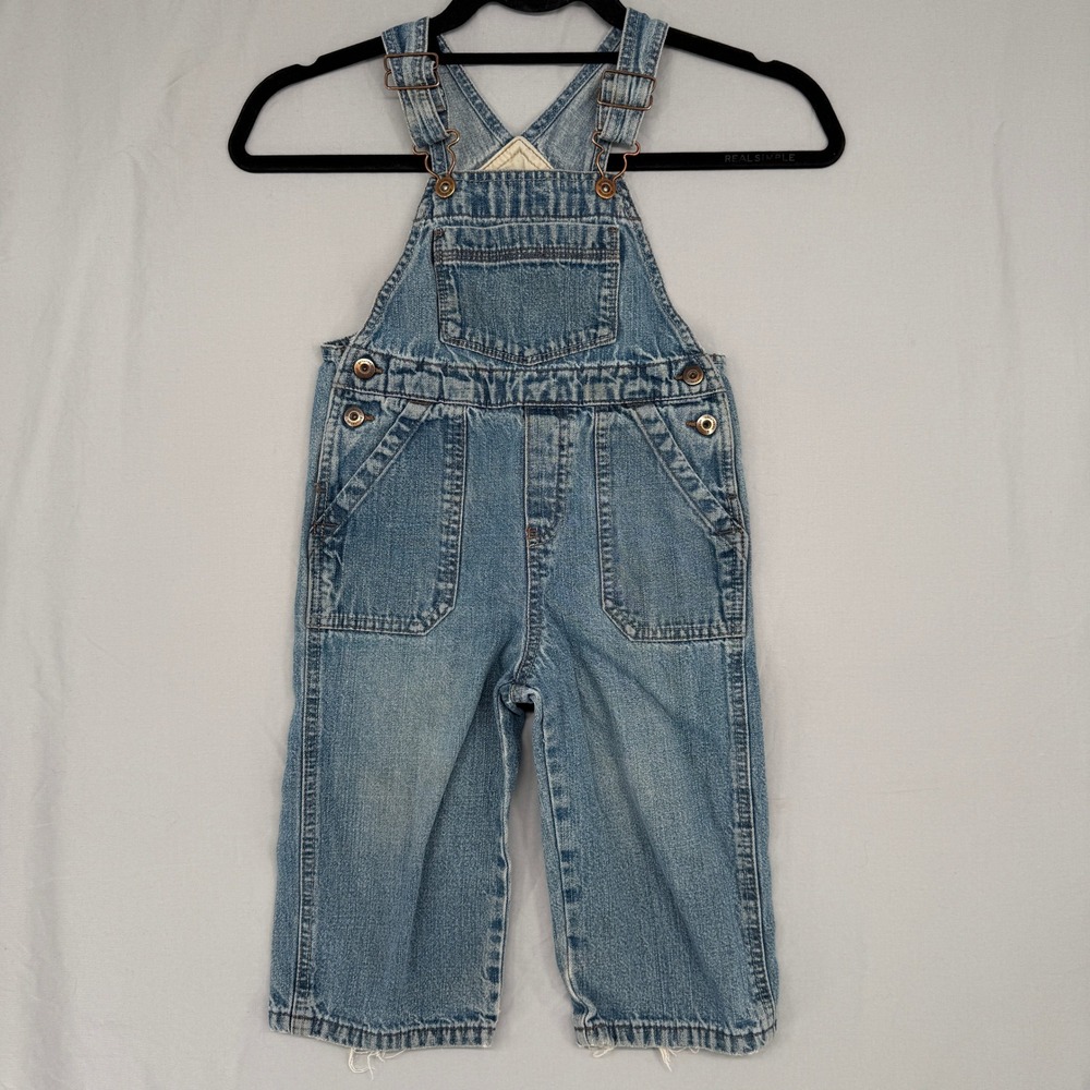 Genuine Kids from OshKosh Toddler Boys Blue Denim Overalls Size 2T Medium Wash